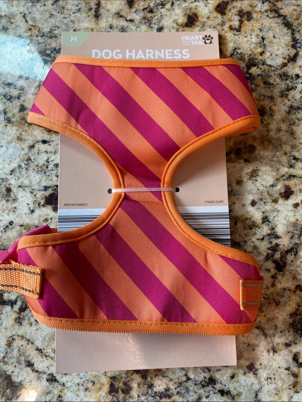 Heart to Tail Striped Orange & Magenta Dog Harness